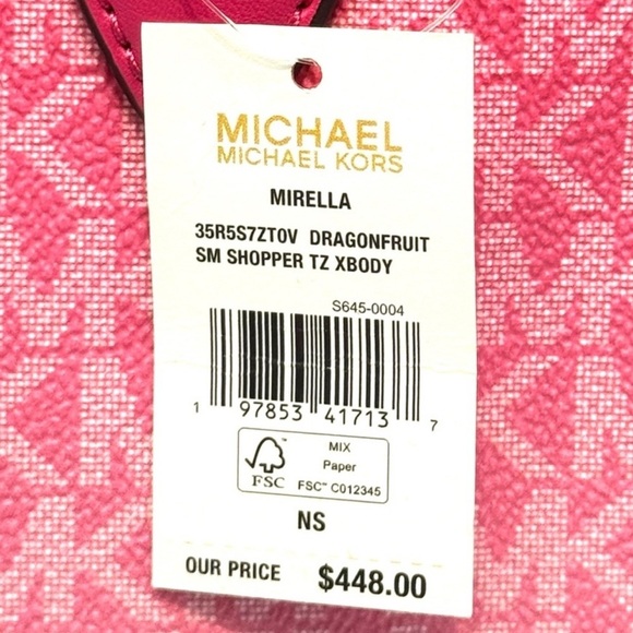 Michael Kors Mirella Small Ombré Signature Logo Crossbody Bag Dragonfruit - Picture 6 of 6